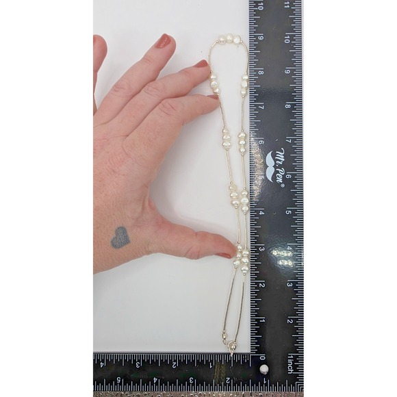 Natural Freshwater Pearls Liquid Silver Necklace 18" Dainty Beautiful NWOT - Picture 8 of 10